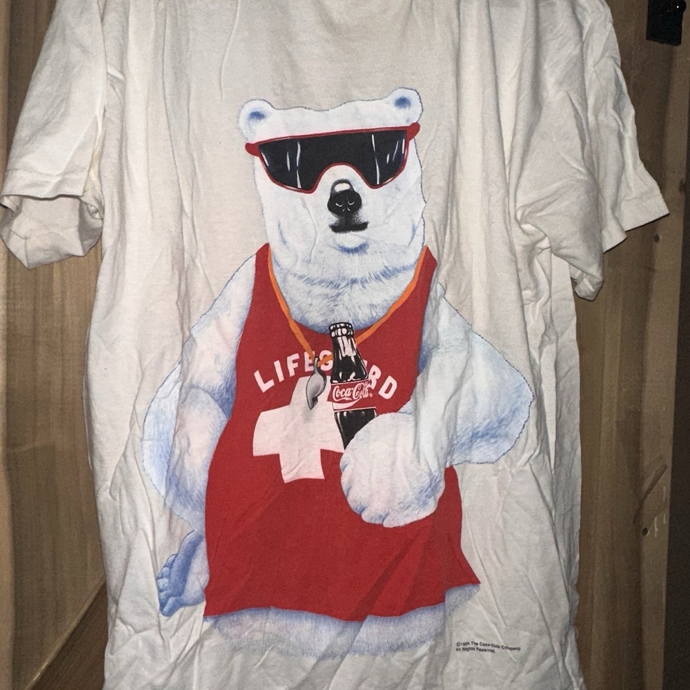 Vintage 1994 Coca Cola Large Logo Polar Bear Tshirt Size XL